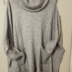 LOFT Gray Turtleneck Sweater with Relaxed Fit